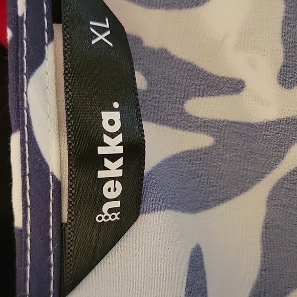 Hekka, Blue & White V-Neck Short Sleeve with Side Zipper Dress, Size: XL - Picture 2 of 8